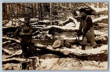 c1910's Androscoggin Logging Lumber Jack Lewiston Maine ME RPPC Photo Postcard picture