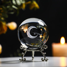 ZEERSHEE 60Mm 3D Moon Planet Laser Engraved Crystal Ball Glass Sphere Paperweigh picture