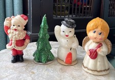 4 Vintage Gurley Christmas Candles Holiday Santa Snowman Angel Tree picture