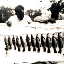 c1930s Fishing Catch Stringer of Bass Men Display Snapshot Photo Angler Outdoors picture