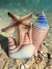 Vintage Ceramic Nautical Starfish & Seashells Wall Plaque ~ Mermaid Fish 🌊 picture