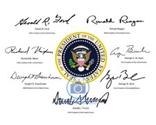 PRESIDENTIAL SEAL WITH SIGNATURES OF LAST 7 REPUBLICAN PRESIDENTS 8X10 PHOTO picture