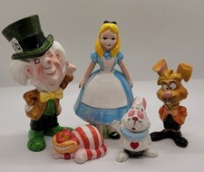 Vintage Disney Alice In Wonderland Ceramic Figurines Rare Set Of 5 Japan picture