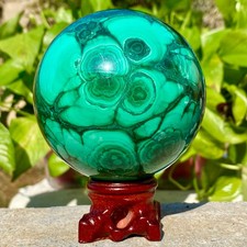 3LB Rare Natural Malachite Quartz Hand Carved Sphere Crystal Healing picture