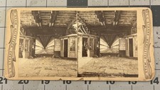  Antique c1870s Niagara Suspension Bridge Interior Stereoview Card LC Strand picture