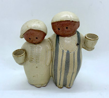 Vintage UCTCI Japan Stoneware Pottery Man & Woman Figurine Candle Holder picture
