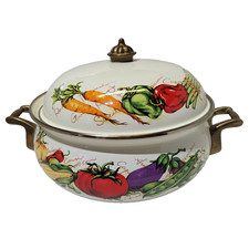 TableTops Unlimited Farmers Market Enamel Covered Casserole Pot 2 Qt picture