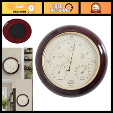 3-in-1 Cherry Round Wood Weather Station - 9 Inch Home Decor & Gift Idea picture
