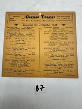 November 1938 Carlson Theatre Mayville New York Movie Calendar Mailing Card picture