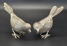Vintage EPNS Lacquer Silver Plate Pair Of Wren Birds Figurines, 5