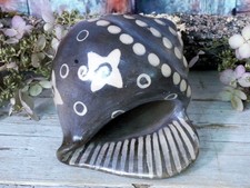 Brown Clay Conch Shell Pre-Columbian Symbol Handmade Michoacán Mexican Folk Art picture