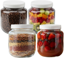 Half Gallon Glass Jars with Lids, 4 Pcs 64 Oz Extra Wide Mouth Glass Storage Jar picture