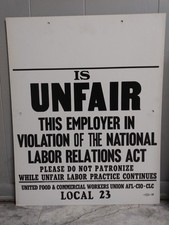 Vintage Picket Strike Sign Poster Pittsburgh 60's Letterpress Unfair Practices picture