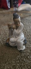 Vintage China Shiwan Clay Scholar Playing With Flute  picture