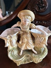 Antique Late 1800s Ernst Wahliss Art Nouveau Porcelain Double Vase Figurine picture