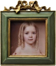3x3 Small Vintage Picture Frame, Mini Antique Ornate Square 3 x 3 Square Green picture