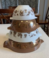 Pyrex Early American Cinderella Nesting Bowl Set 441 442 443 444 Excellent Cond picture