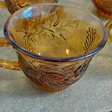 Vintage Indiana Marigold Orange Carnival Glass Cups. picture
