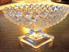 Vtg. 4 Crystal Glass Oval Footed Open Salt Saw-Tooth Edge picture