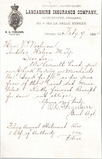 Lancashire Insurance Company Chicago IL 1884 Letterhead picture