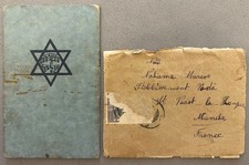 Ladino Jewish Aliyah Travel Document & Letter Thessaloniki to France 1920's Jews picture