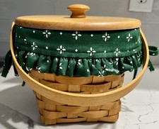 x6 Vtg Longaberger Measurement Basket Lid Handle Protector Fabric Liner Divider picture