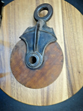 Antique F.E. MYERS Steel & Wood Tackle Pulley Block/ Wheel/ Barn Hay Trolley picture