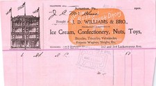1901 J.D. Williams & Bro. Scranton, PA billhead picture