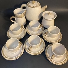 Vtg Kasuga Stoneware Tea Set Pot Cups Saucers Japan picture