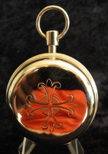 Antique Silver Pyxis Host Box Vermeil Gold Interior Pocket Watch Shape 42g picture