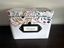 NEW Horizon Group USA Recipe Box Tin with Cards and Dividers Floral picture