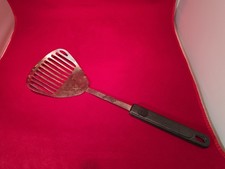 Vintage Ekco Kitchamajig Slotted Spatula Black Handle Chrome Steel USA picture