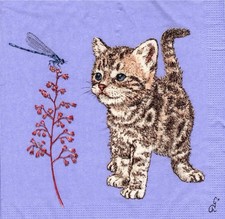 (2) Two Paper Lunch Napkins for Decoupage/Mixed Media - Kitty Cat kitten picture