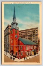 Old North Church Boston Massachusetts Vintage Linen Postcard Exterior View picture