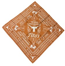 TITO'S Handmade Vodka Handkerchief Bandana Texas Longhorns Orange 21.5” Square picture