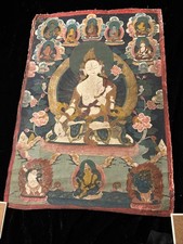tibetan buddhist thangka painting, hand painted on cloth  28x20 picture
