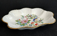 Aynsley England Pembroke Scalloped Bone China Oval Dish Floral Bird Design picture