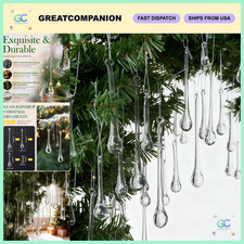 64 Pcs Clear Handmade Glass Crystal Teardrop Ornaments - Holiday Decor picture
