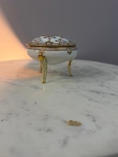 Antique Hand Painted Nippon Moriage Footed Trinket Powder Box Floral Gold 3.5