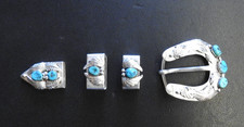 Navajo 4 piece sterling and turquoise belt outfitt picture