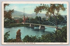 1929 Susquehanna River Bridge Lock Haven PA Postcard American Art picture