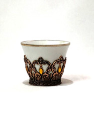 Antique Set 11 Cups Judaica Jewish Vintage Bronze Lower Eschenbach Coffee Drink picture