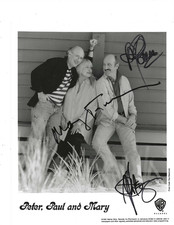 Peter, Paul & Mary Autographed 8x10 Photo JSA Letter Folk Music Trio picture