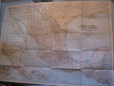 VINTAGE MEXICO AND CENTRAL AMERICA WALL MAP National Geographic March 1953 picture