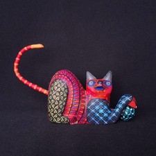 GORGEOUS OAXACAN WOOD CARVING CAT ALEBRIJE. MEXICAN FOLK ART. picture
