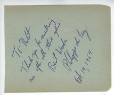 SILENT SCREEN CHILD STAR PHILIPPE DE LACY AUTOGRAPH STAR 1954 SIGNED & INSCRIBED picture