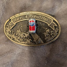 Vintage 1977 Have A Pepsi Day Advertising Belt Buckle 3D Figural Hand Can Adezy picture