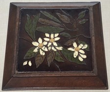 Antique Josiah Wedgewood & Sons Etruria Patent Impressed Botanical Framed Tile picture