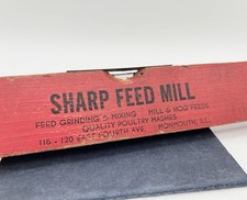 Vintage 40s Sharp Feed Mill Advertising Wood Level Monmouth IL Farm Feed Poultry picture