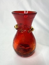 Amberina Crackle Glass Small Bud Vase 4-7/8” picture